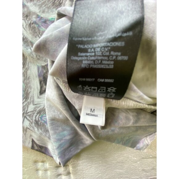 Bebe Midi Skirt Abstract Pattern Medium Bodycon Sexy Stretch Grey Turquoise Cute - Picture 5 of 8